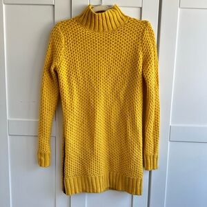 Banana Republic Mustard Yellow Sweater Dress Small Chunky Knit Mock NWOT